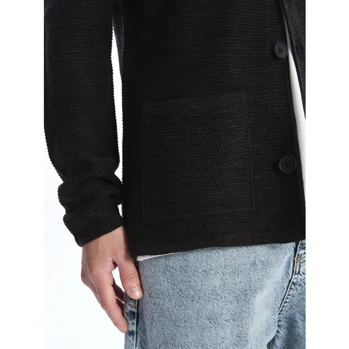 XSIDE Siyah Slim Fit Şal Yaka Erkek Triko Hırka