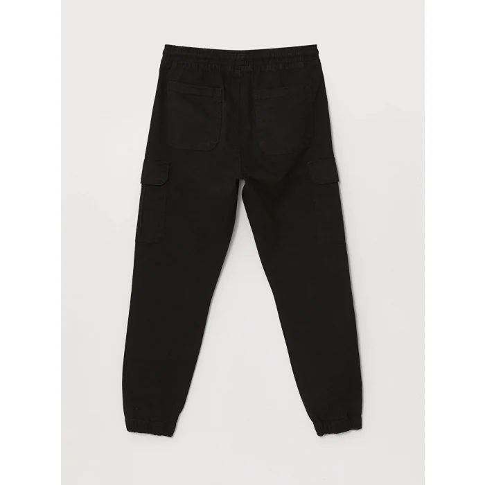 XSIDE Siyah Standart Kalıp Gabardin Erkek Kargo Pantolon