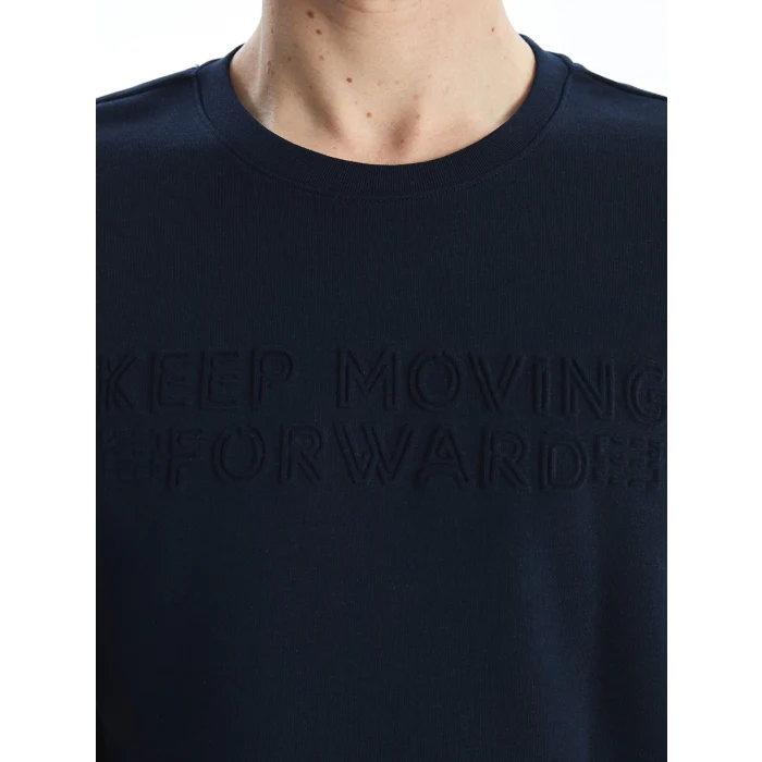 LCWAIKIKI Classic Lacivert Bisiklet Yaka Uzun Kollu Erkek Kalın Sweatshirt