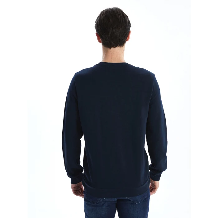 LCWAIKIKI Classic Lacivert Bisiklet Yaka Uzun Kollu Erkek Kalın Sweatshirt