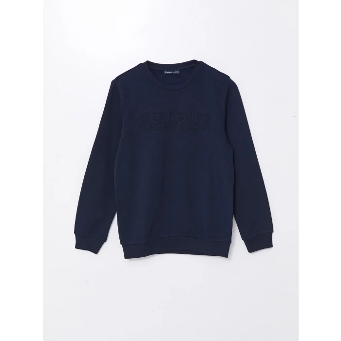 LCWAIKIKI Classic Lacivert Bisiklet Yaka Uzun Kollu Erkek Kalın Sweatshirt