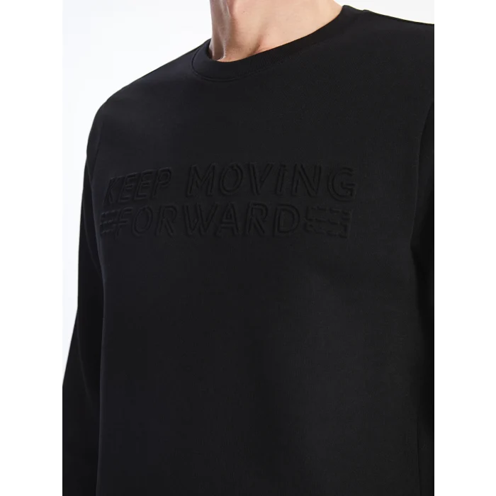 LCWAIKIKI Classic Siyah Bisiklet Yaka Uzun Kollu Erkek Kalın Sweatshirt