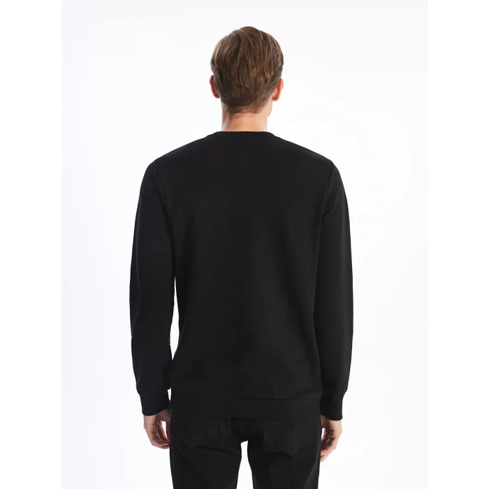 LCWAIKIKI Classic Siyah Bisiklet Yaka Uzun Kollu Erkek Kalın Sweatshirt