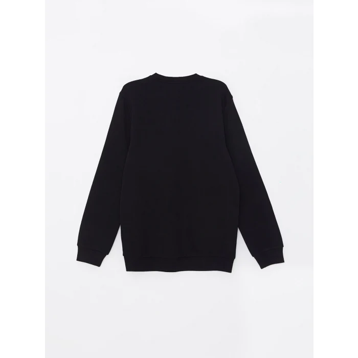LCWAIKIKI Classic Siyah Bisiklet Yaka Uzun Kollu Erkek Kalın Sweatshirt