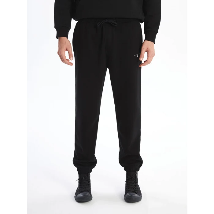 XSIDE Siyah Rahat Kalıp Erkek Kalın Jogger Eşofman Altı