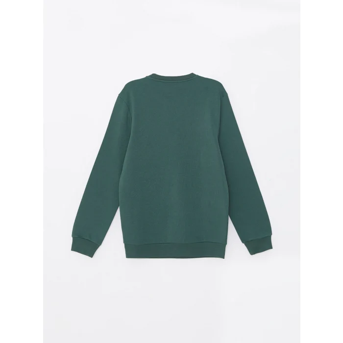 LCWAIKIKI Classic Yeşil Bisiklet Yaka Uzun Kollu Erkek Kalın Sweatshirt