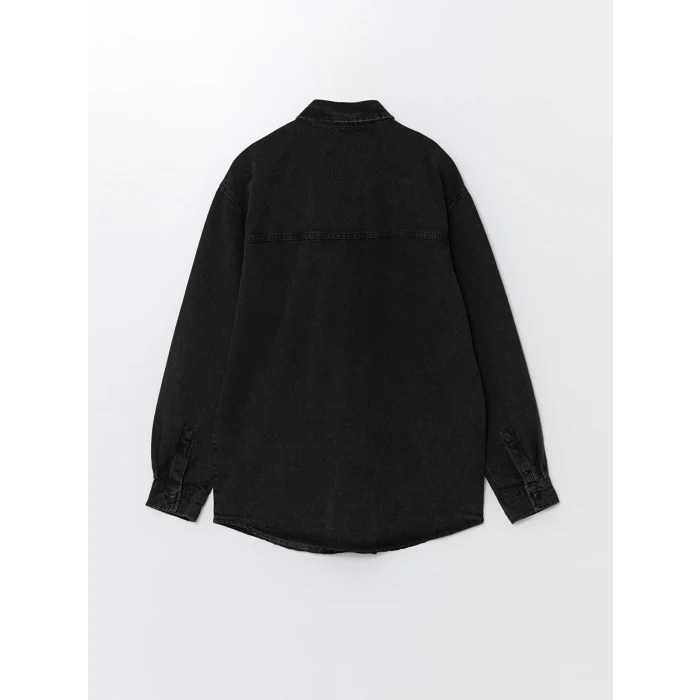 LCW Jeans Siyah Regular Fit Uzun Kollu Erkek Jean Gömlek