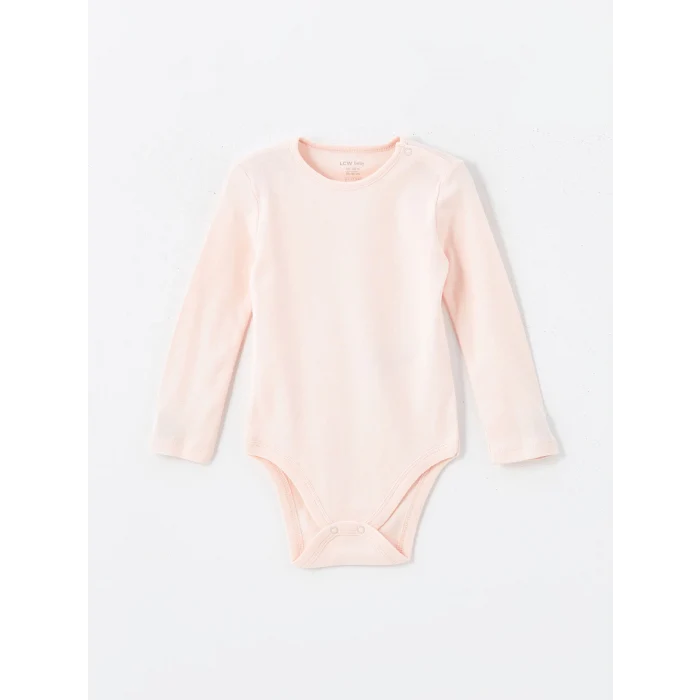 LCW baby Pembe Bisiklet Yaka Kız Bebek Çıtçıtlı Bodysuit 2li