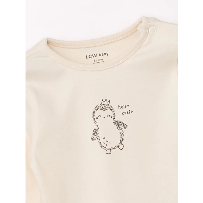 LCW baby Pembe Bisiklet Yaka Kız Bebek Çıtçıtlı Bodysuit 2li