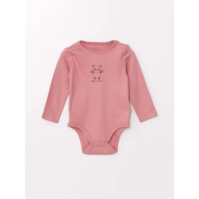 LCW baby Pembe Bisiklet Yaka Kız Bebek Çıtçıtlı Bodysuit 2li