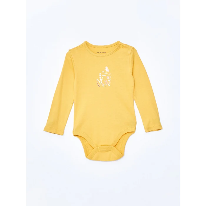 LCW baby Ekru Bisiklet Yaka Kız Bebek Çıtçıtlı Bodysuit 2li