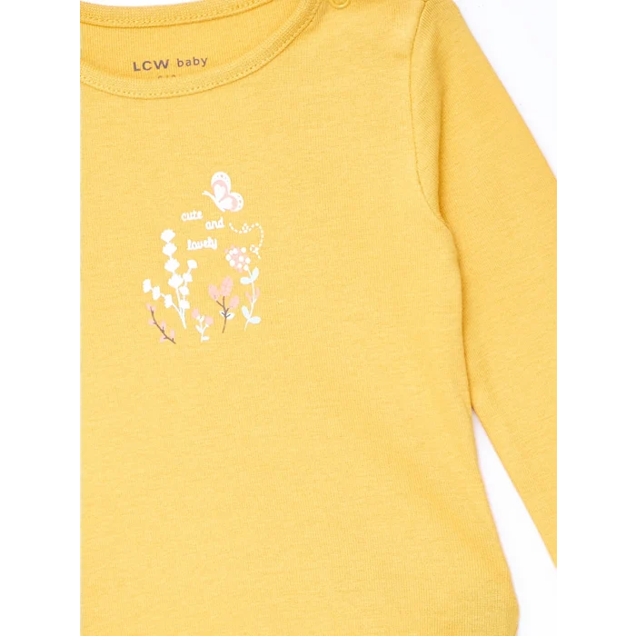 LCW baby Ekru Bisiklet Yaka Kız Bebek Çıtçıtlı Bodysuit 2li