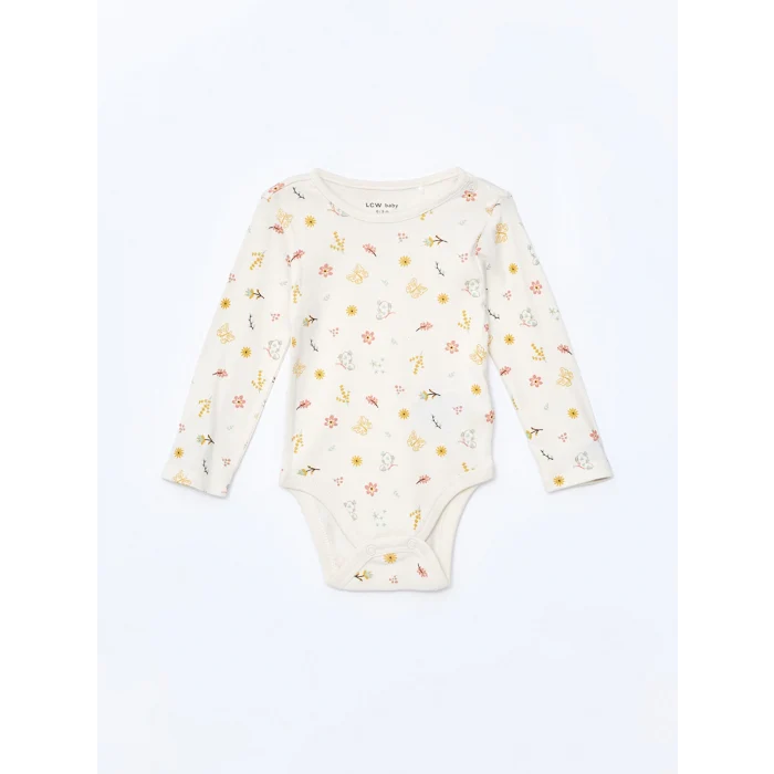 LCW baby Ekru Bisiklet Yaka Kız Bebek Çıtçıtlı Bodysuit 2li