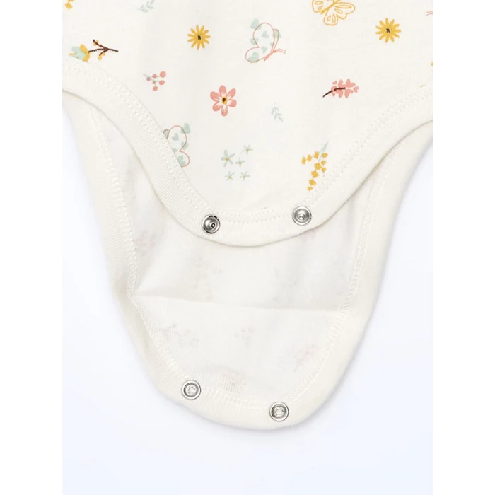 LCW baby Ekru Bisiklet Yaka Kız Bebek Çıtçıtlı Bodysuit 2li