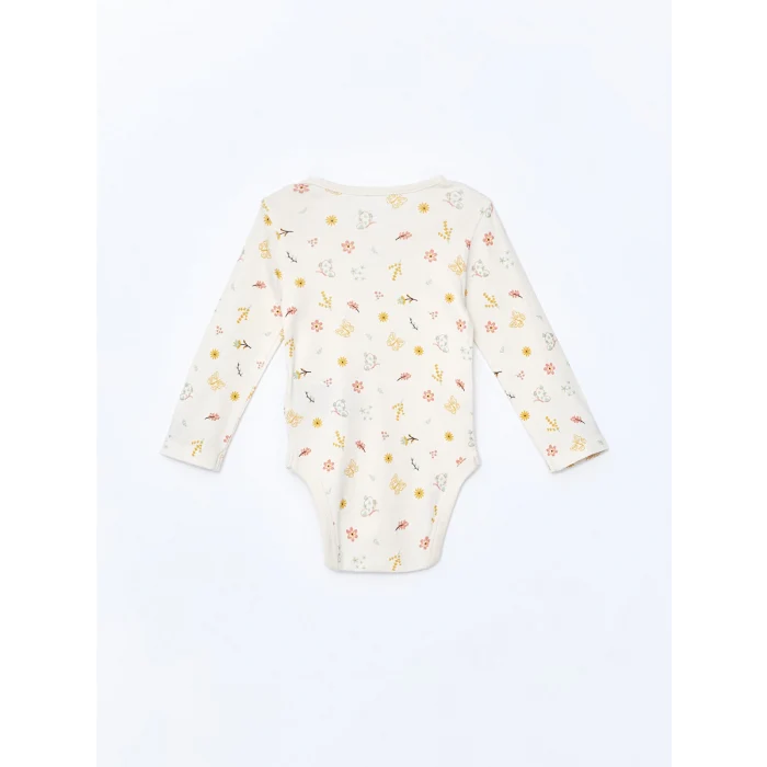 LCW baby Ekru Bisiklet Yaka Kız Bebek Çıtçıtlı Bodysuit 2li