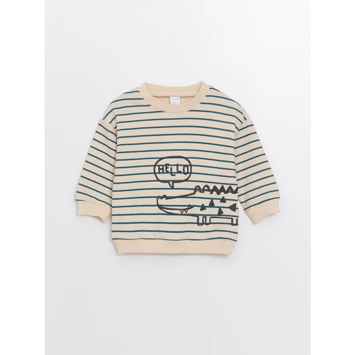 LCW baby Ekru Baskılı Erkek Bebek Sweatshirt ve Eşofman Alt 2li