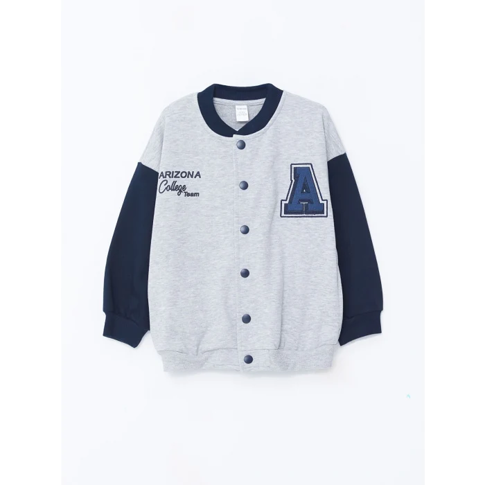 LCW Kids Gri Baskılı Erkek Bebek Kolej Ceket ve Eşofman Alt 2li Takım