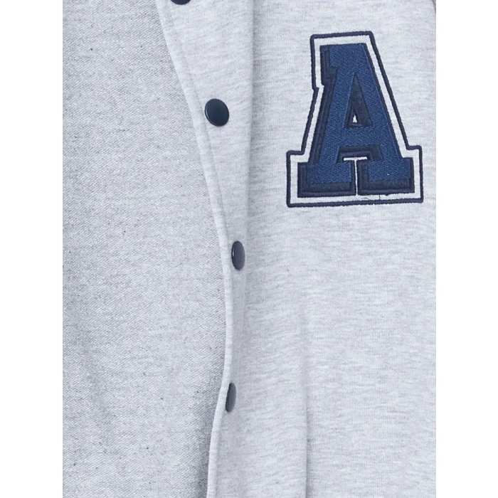 LCW Kids Gri Baskılı Erkek Bebek Kolej Ceket ve Eşofman Alt 2li Takım