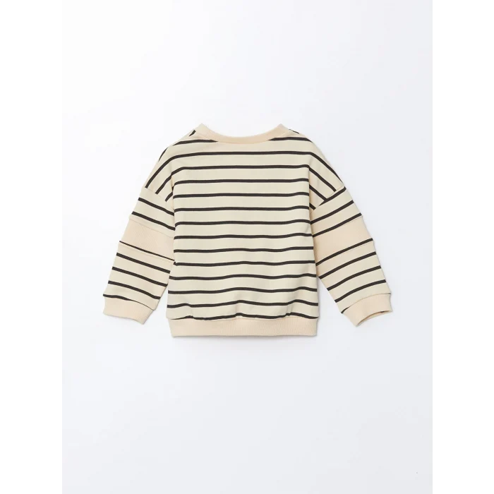 LCW baby Ekru Bisiklet Yaka Baskılı Erkek Bebek Sweatshirt ve Eşofman Alt 2li