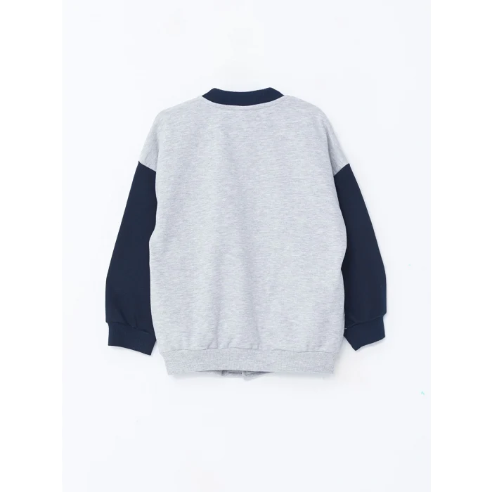 LCW Kids Gri Baskılı Erkek Bebek Kolej Ceket ve Eşofman Alt 2li Takım