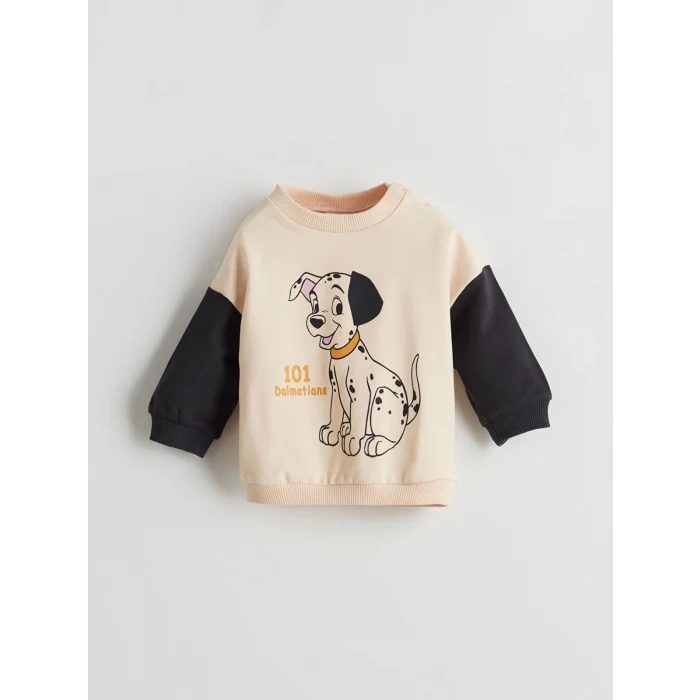 LCW baby Bej Baskılı Erkek Bebek Sweatshirt ve Eşofman Alt 2li Takım