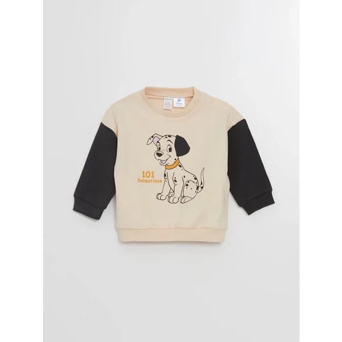 LCW baby Bej Baskılı Erkek Bebek Sweatshirt ve Eşofman Alt 2li Takım