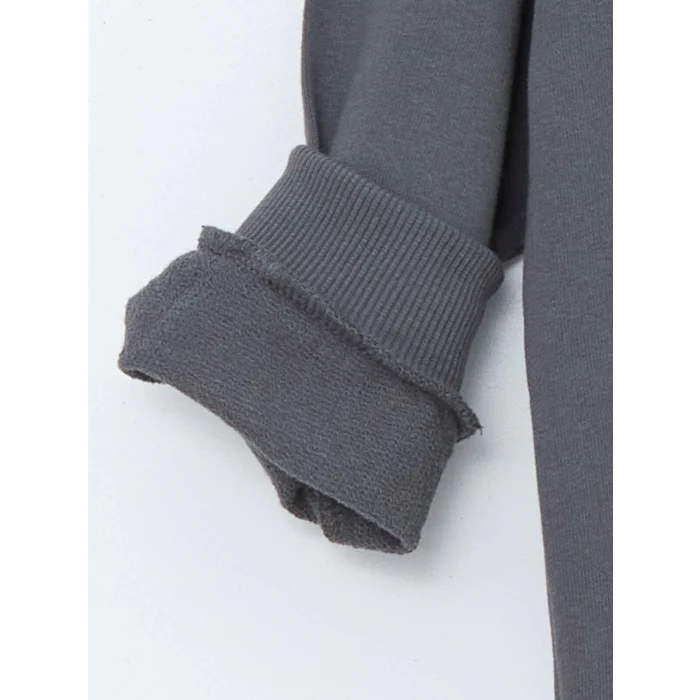 LCW Kids Gri Bisiklet Yaka Baskılı Erkek Bebek Sweatshirt ve Eşofman Alt 2li Takım