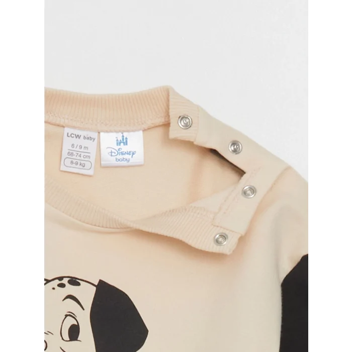 LCW baby Bej Baskılı Erkek Bebek Sweatshirt ve Eşofman Alt 2li Takım