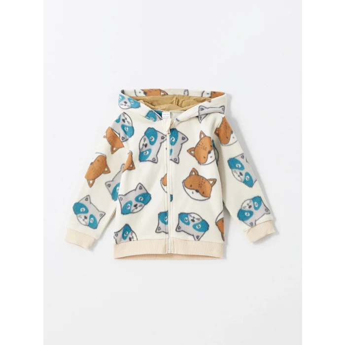 LCW baby Bej Kapüşonlu Erkek Bebek Hırka ve Eşofman Alt 2li Takım