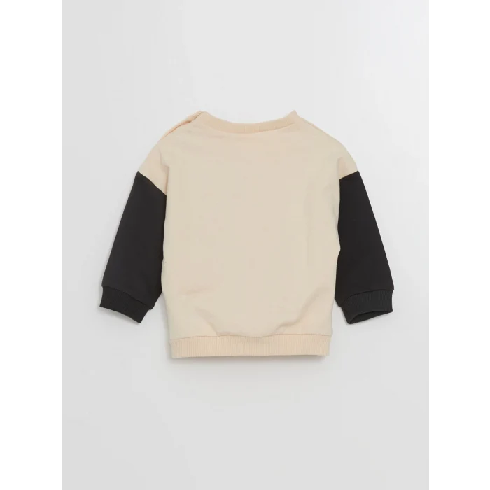 LCW baby Bej Baskılı Erkek Bebek Sweatshirt ve Eşofman Alt 2li Takım