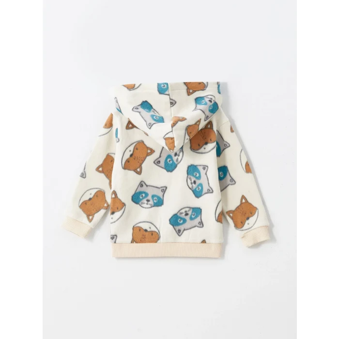 LCW baby Bej Kapüşonlu Erkek Bebek Hırka ve Eşofman Alt 2li Takım