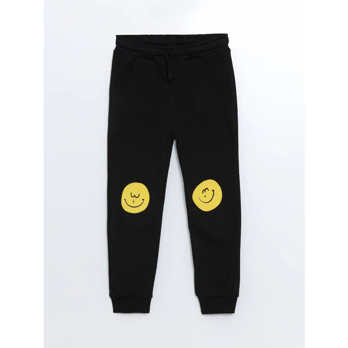 LCW Kids Siyah Bisiklet Yaka Baskılı Erkek Bebek Sweatshirt ve Eşofman Alt 2li Takım