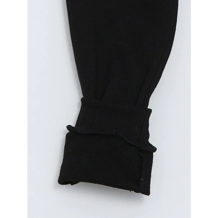 LCW Kids Siyah Bisiklet Yaka Baskılı Erkek Bebek Sweatshirt ve Eşofman Alt 2li Takım