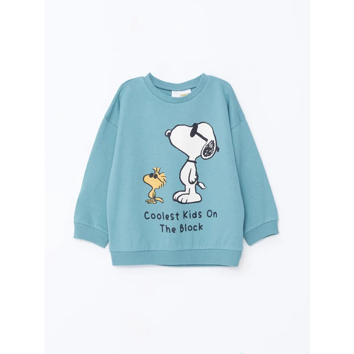 LCW Kids Yeşil Bisiklet Yaka Baskılı Erkek Çocuk Sweatshirt ve Eşofman Alt 2li Takım
