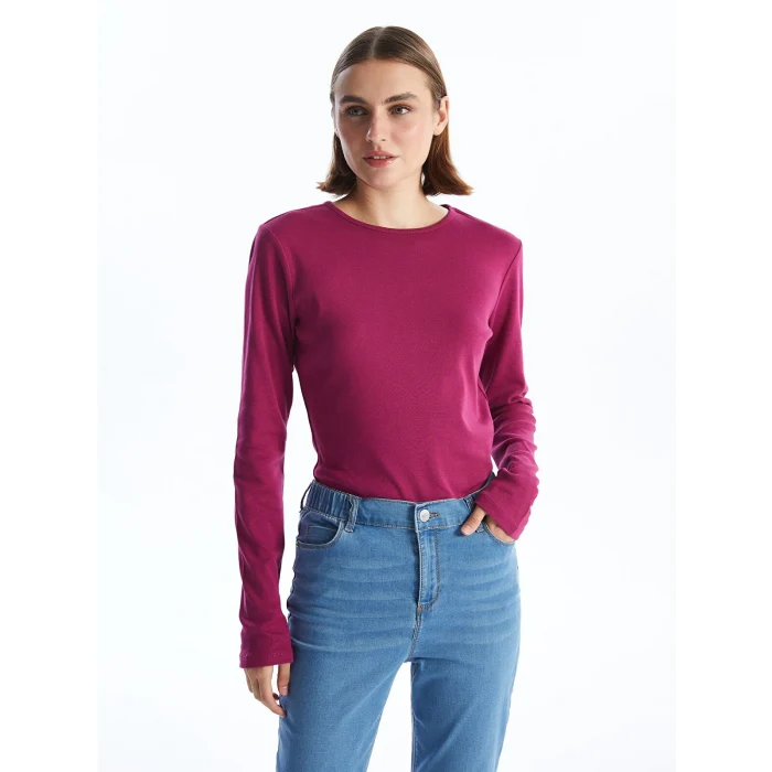 LCWAIKIKI Classic Mürdüm Bisiklet Yaka Kadın Body