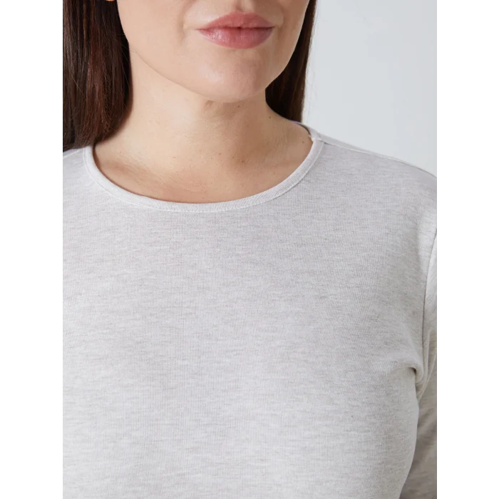 LCWAIKIKI Basic Bej Bisiklet Yaka Düz Uzun Kollu Kadın Body