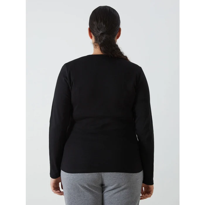 LCWAIKIKI Classic Siyah Bisiklet Yaka Düz Uzun Kollu Kadın Body