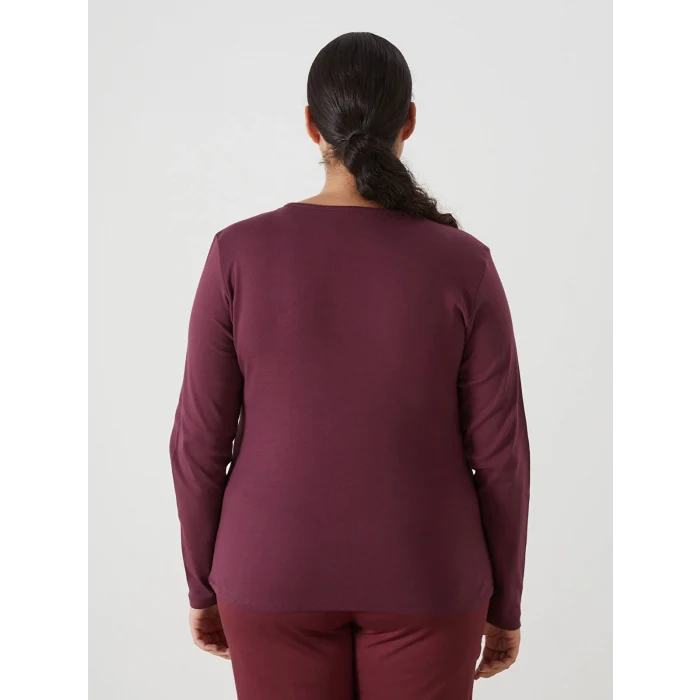 LCWAIKIKI Classic Mürdüm Bisiklet Yaka Düz Uzun Kollu Kadın Body