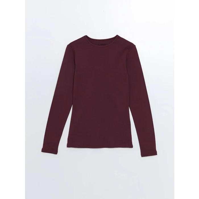 LCWAIKIKI Classic Mürdüm Bisiklet Yaka Düz Uzun Kollu Kadın Body