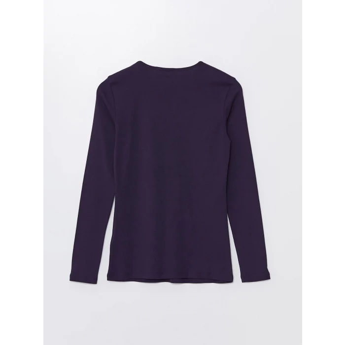 LCWAIKIKI Basic Mor Bisiklet Yaka Düz Uzun Kollu Kadın Body