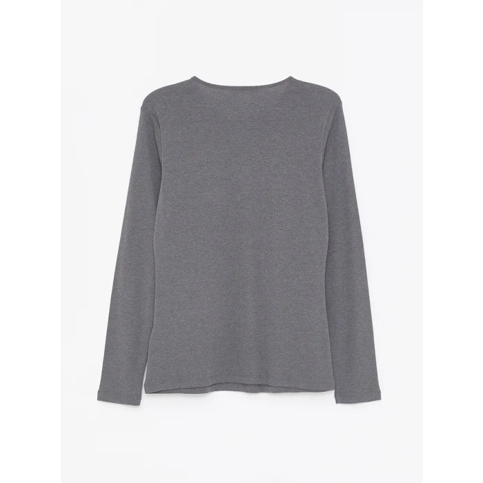 LCWAIKIKI Basic Antrasit Bisiklet Yaka Düz Uzun Kollu Kadın Body