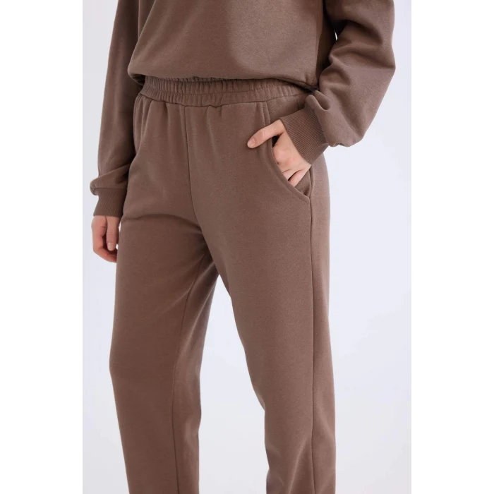 Defacto D8022 Kahve Regular Fit 2li Takım Sweatshirt Beli Lastikli Eşofman Altı