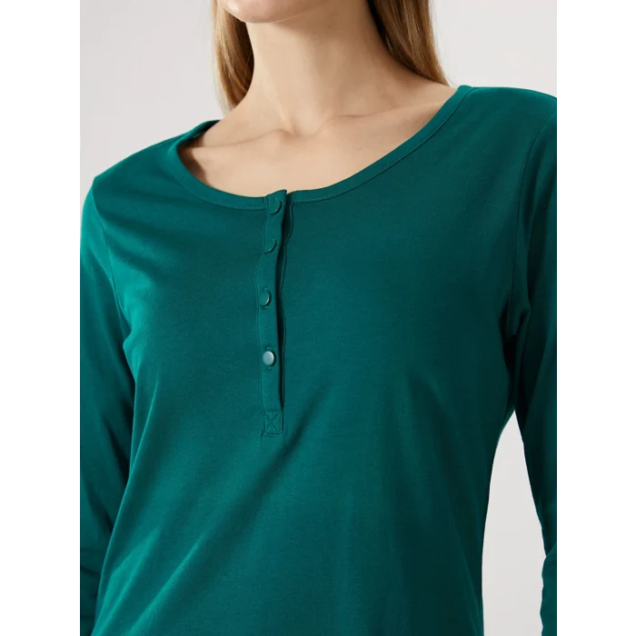 LCWAIKIKI Basic Yeşil Bisiklet Yaka Kadın Tişört