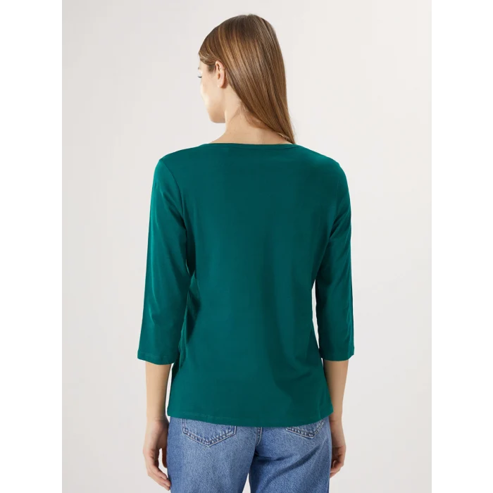 LCWAIKIKI Basic Yeşil Bisiklet Yaka Kadın Tişört