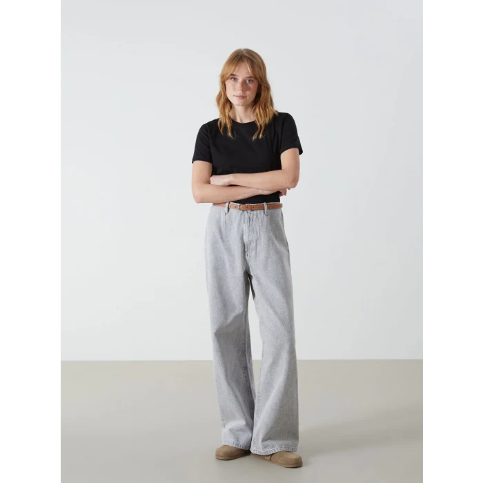 XSIDE Siyah Bisiklet Yaka Kadın Tişört