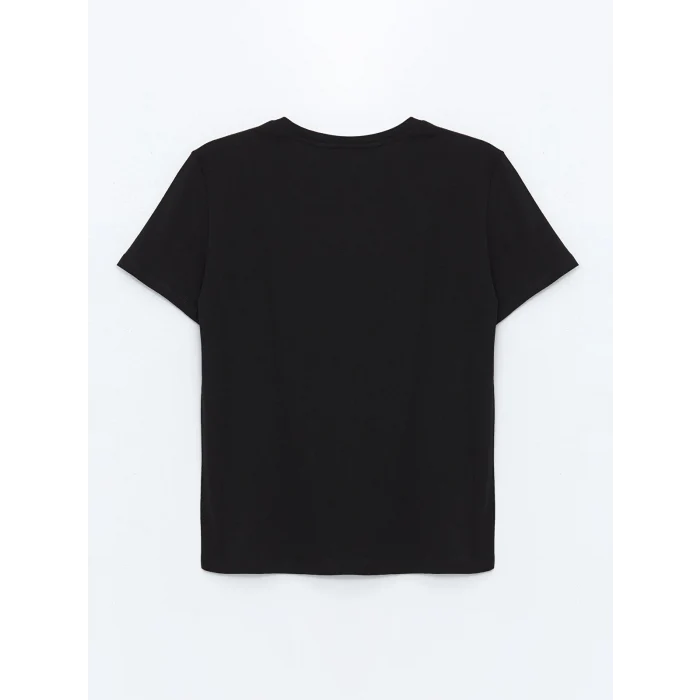 XSIDE Siyah Bisiklet Yaka Kadın Tişört