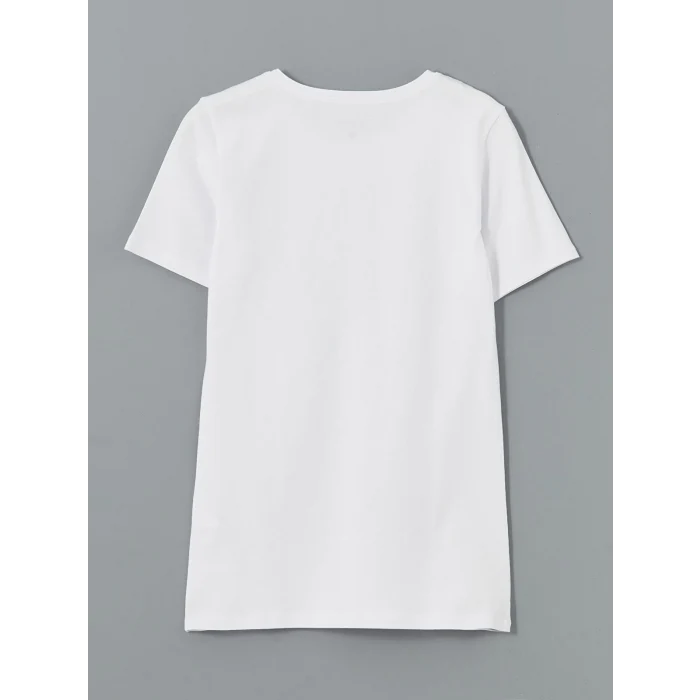 LCWAIKIKI Basic Beyaz Bisiklet Yaka Kadın Tişört