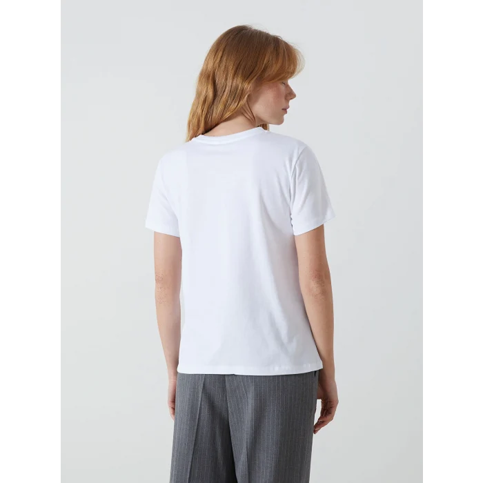 XSIDE Beyaz Bisiklet Yaka Kadın Tişört