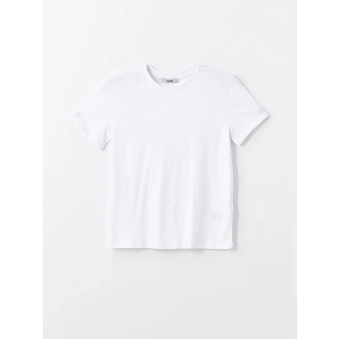 XSIDE Beyaz Bisiklet Yaka Kadın Tişört