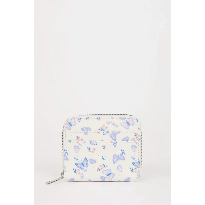 Defacto C1778AXBG26 Bej Kadın Kelebek Baskılı Suni Deri Cüzdan